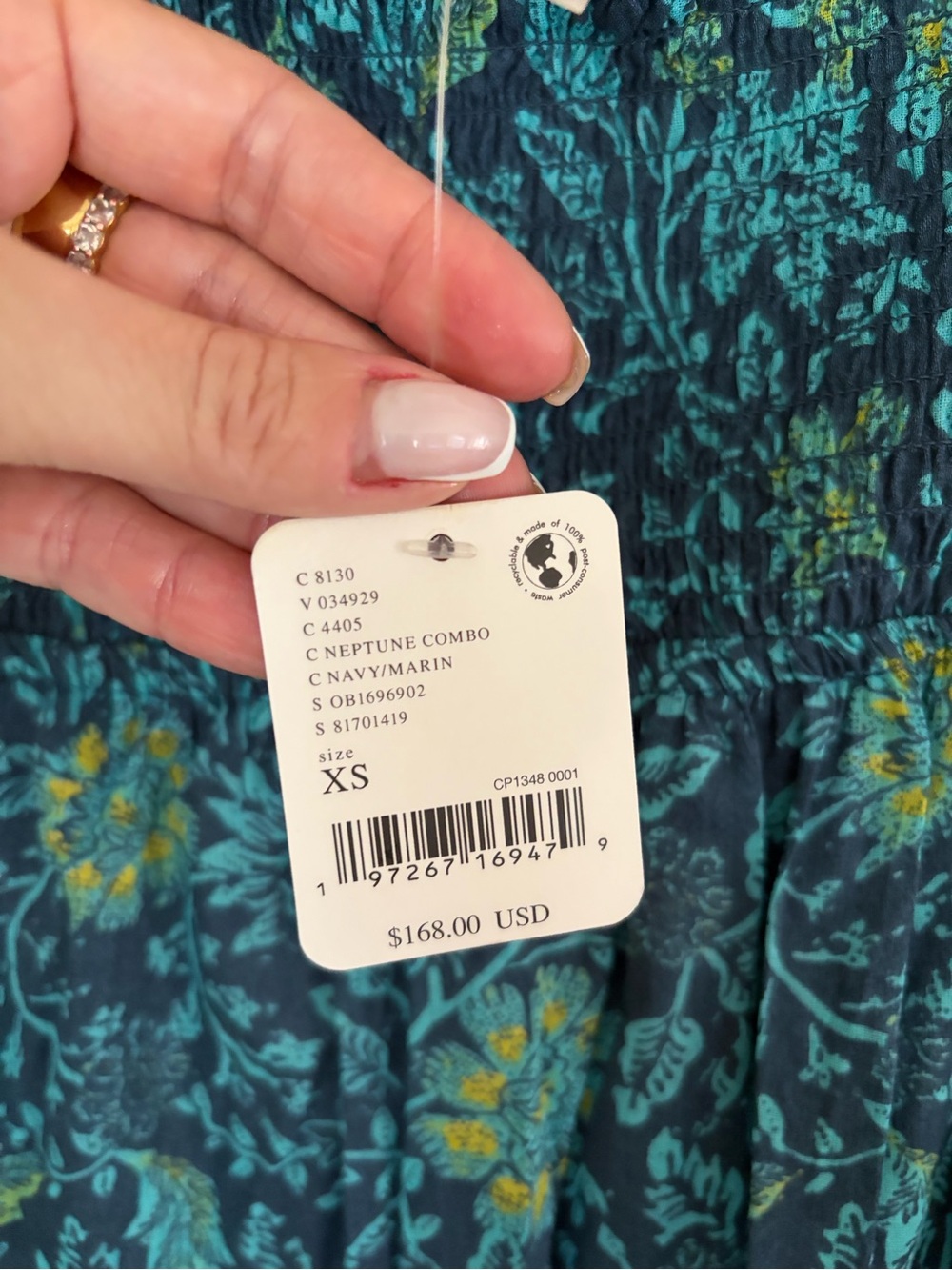 BNWT Free People Teal & Green Floral Strap Maxi Dress - Picture 3 of 8